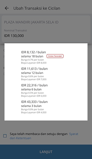 Tagihan kartu kredit mandiri jadi cicilan